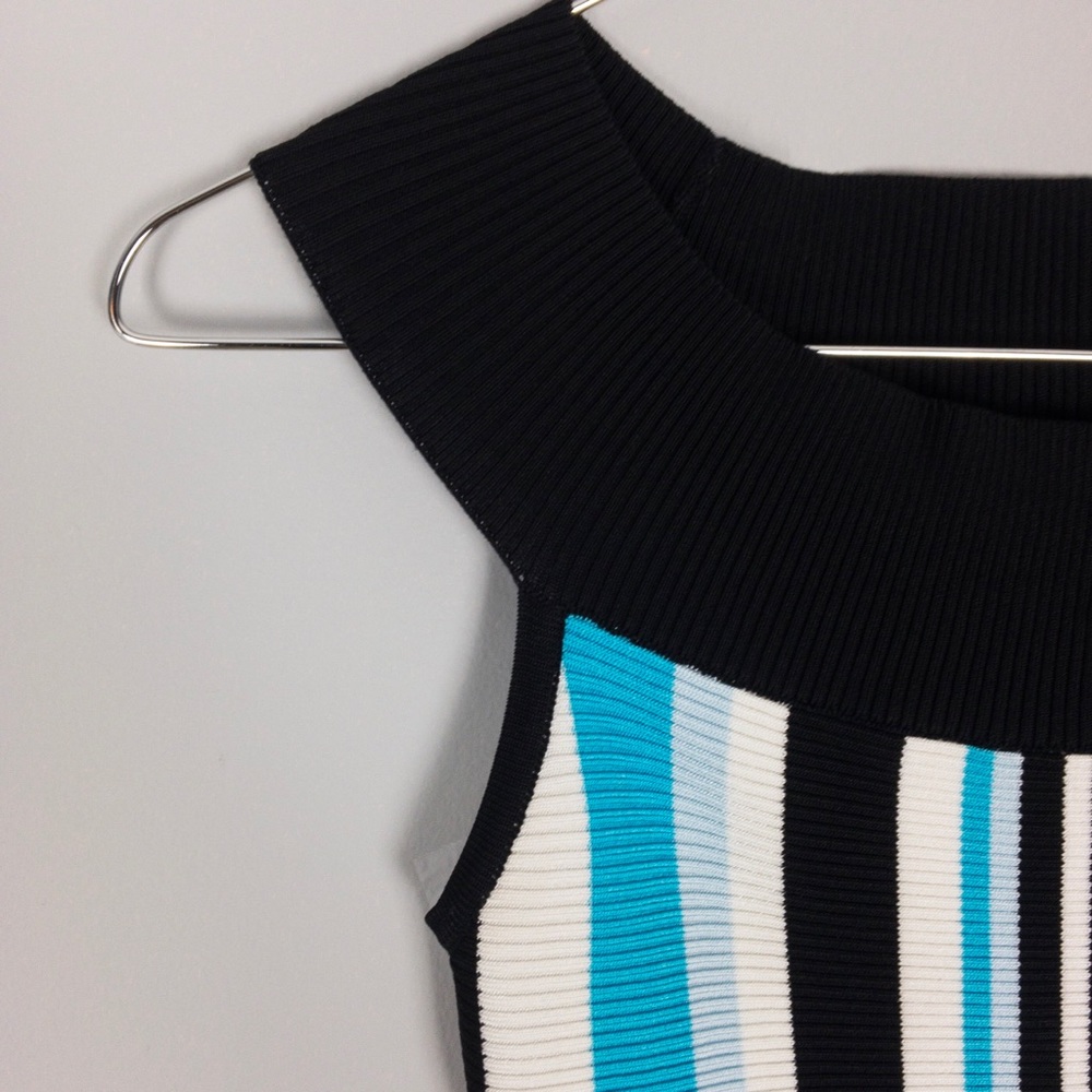 Bebe Off shoulder boat neck striped top blue B - Picture 4 of 8